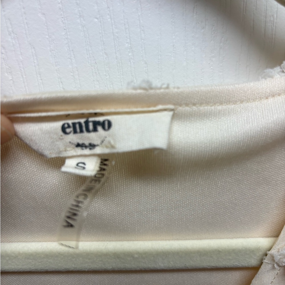 Entro Bohemian Cream Dress Puff Sleeve Cute Size S - Picture 5 of 6
